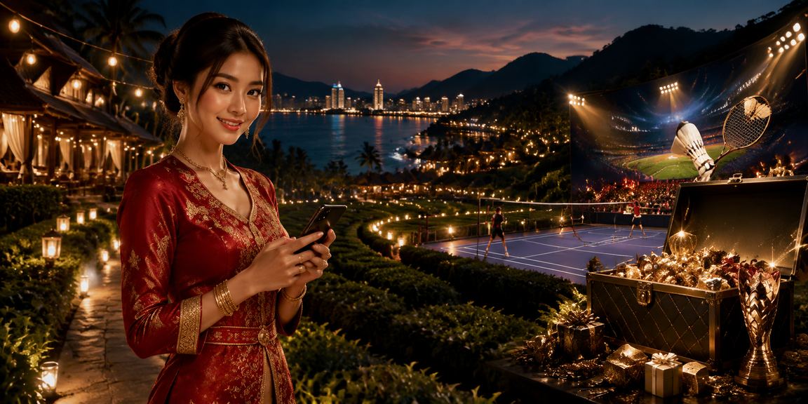 Pemain Malaysia mengakses platform esport 9709 melalui telefon pintar di Langkawi